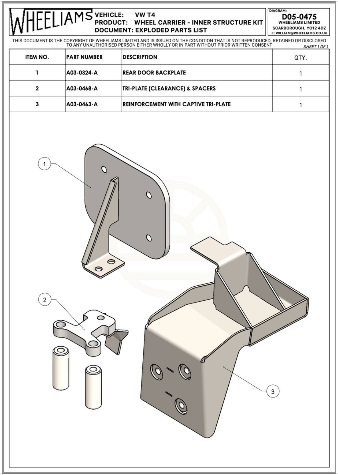 Volkswagen Original VW T4 Reserveradträger hinten, innere Strukturteile