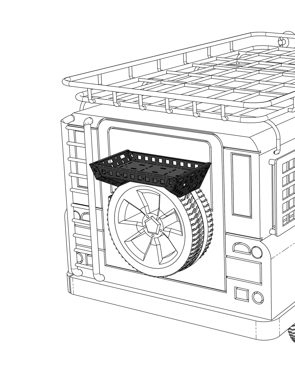 Spare Wheel Mounted Large Cargo Storage Carrier – Wheeliams