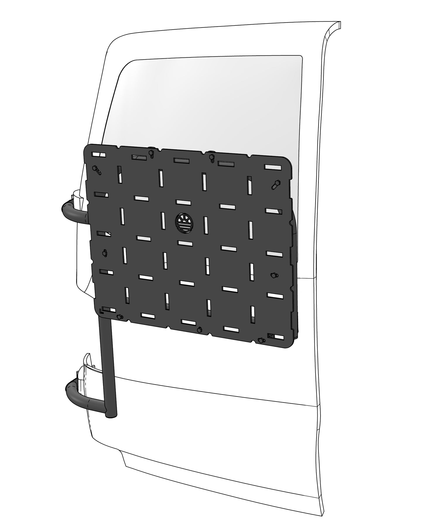 VW TRANSPORTER T5/T6 Backrack LH - hinge mounted rear door cargo storage system