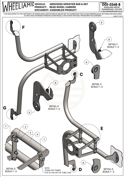 NEU ** Mercedes Sprinter 906 / Volkswagen Crafter Rohrförmiger Reserveradträger für die Hintertür 