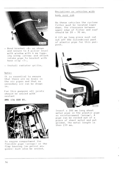 Volkswagen LT MK1 Snorkel Kit 4x4 1:1 reproduction of original