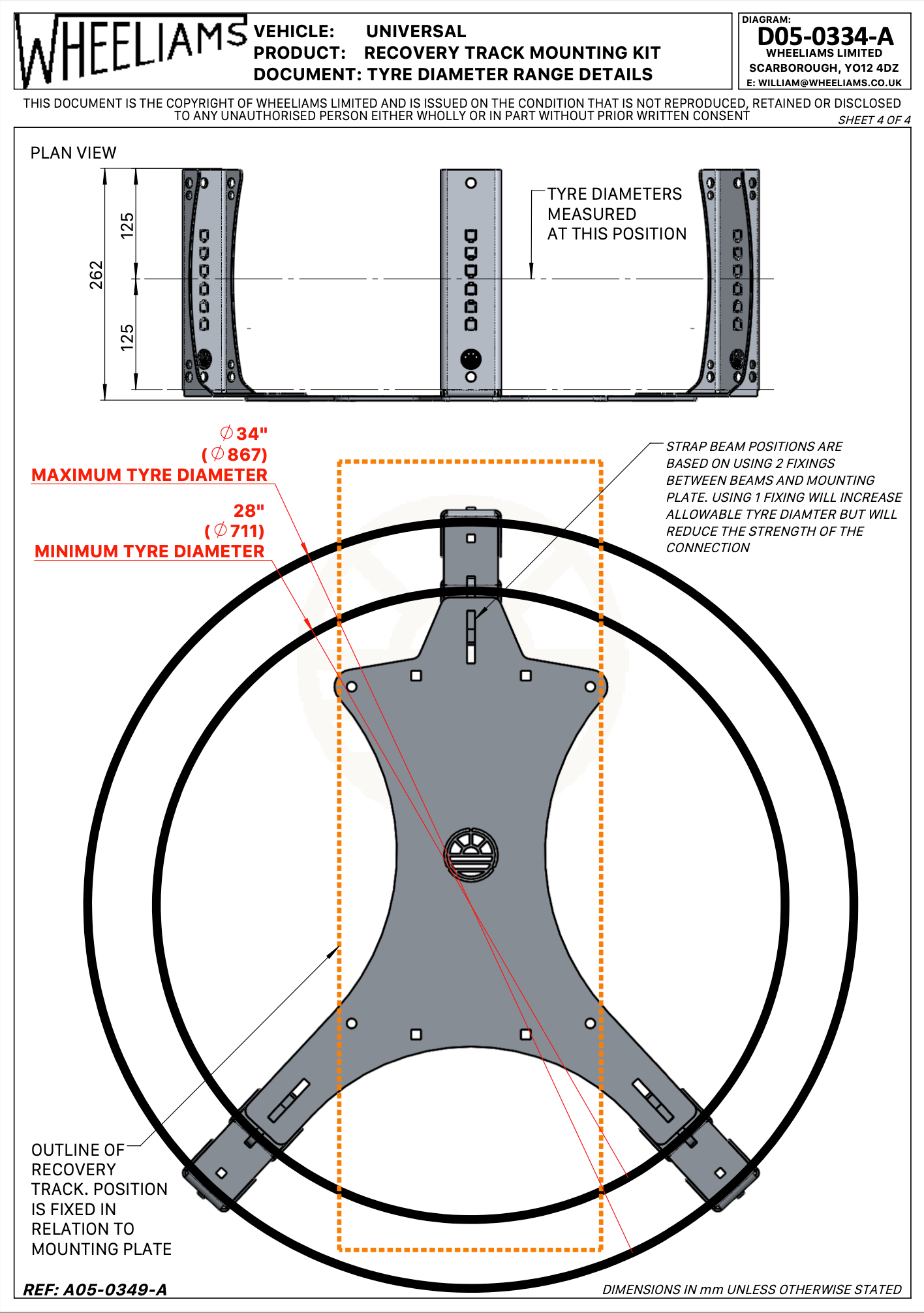 Universal Spare Wheel Mounted Recovery Track Mount